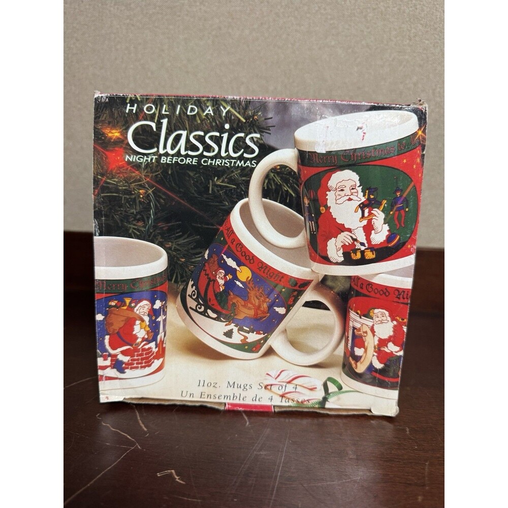 Set of 4 -  11 Oz Mugs Night Before Christmas Riviera Van Beers Signature